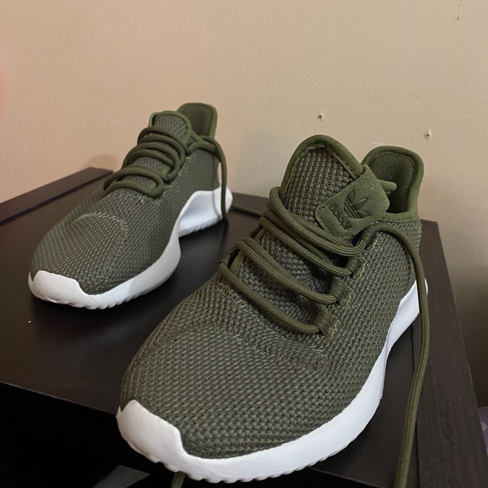 Kids Adidas Tubular Shoes- Olive Green